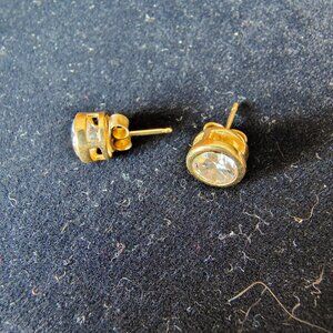 14k Solid Yellow Gold 2 Ct CZ Stud Earrings